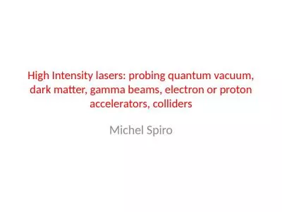 High  Intensity  lasers: