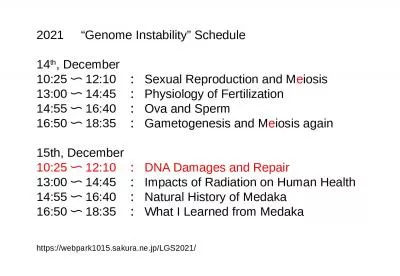 2021     “Genome Instability” Schedule