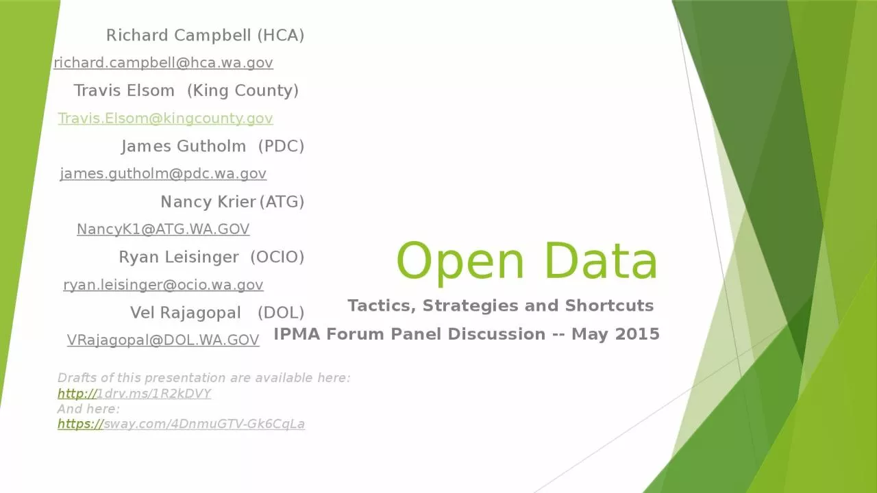 PPT-Open Data Tactics, Strategies and Shortcuts