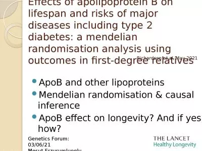 Effects of apolipoprotein B on lifespan and risks of major diseases including type 2 diabetes: