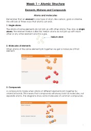 Week 1 – Atomic Structure