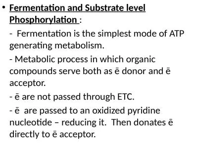 Fermentation and Substrate level