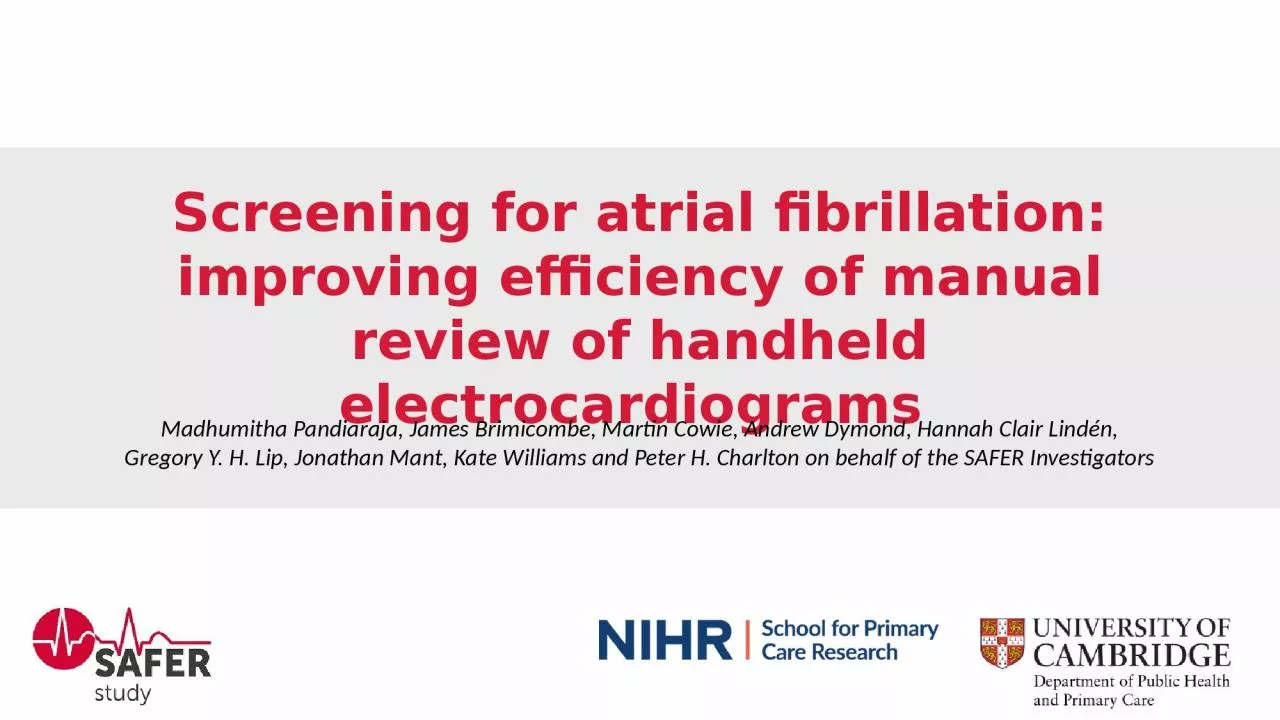 PPT-Screening for atrial fibrillation: improving efficiency of manual review of handheld electrocardiog