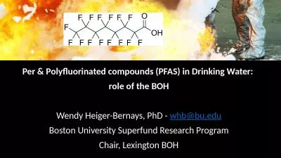 Per & Polyfluorinated compounds (PFAS) in Drinking Water: