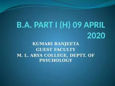 B.A. PART I (H)  09  APRIL 2020