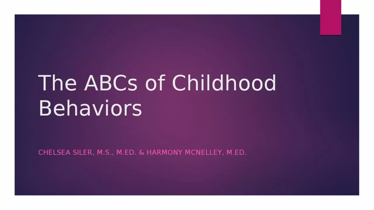 PPT-The ABCs of Childhood Behaviors