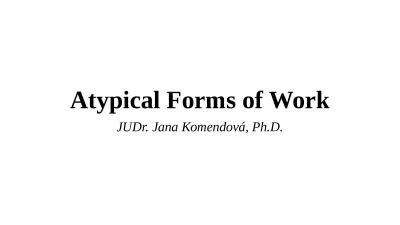 Atypical Forms of Work JUDr. Jana Komendová, Ph.D.