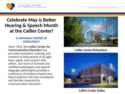 Celebrate May is Better Hearing & Speech Month at the Callier Center!