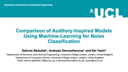 Comparison of Auditory-Inspired Models Using Machine-Learning for Noise Classification