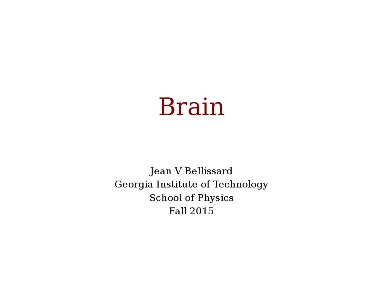 Brain Jean V  Bellissard