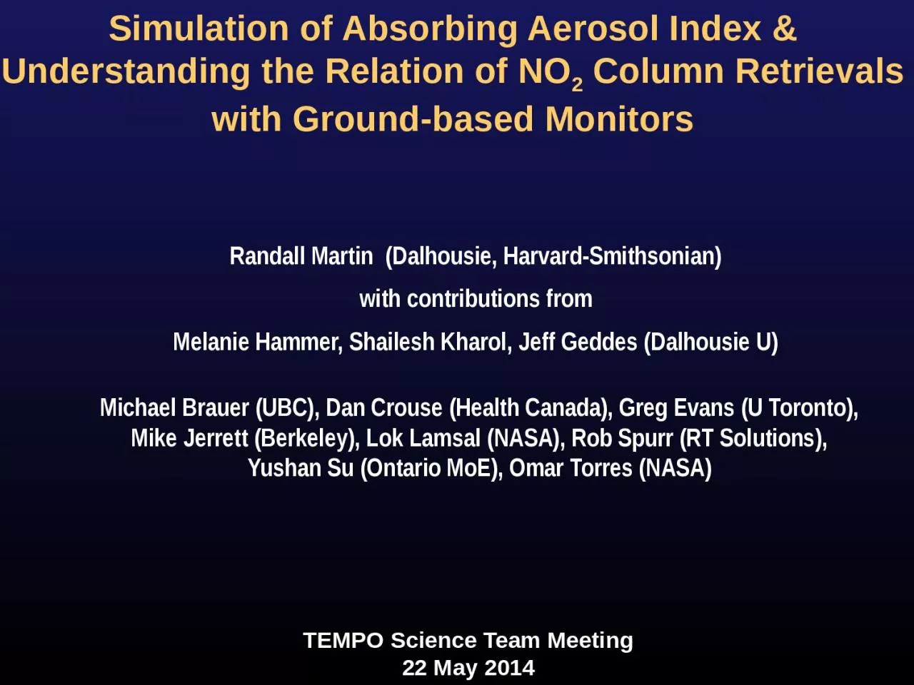 PPT-Simulation of Absorbing Aerosol Index & Understanding the Relation of NO