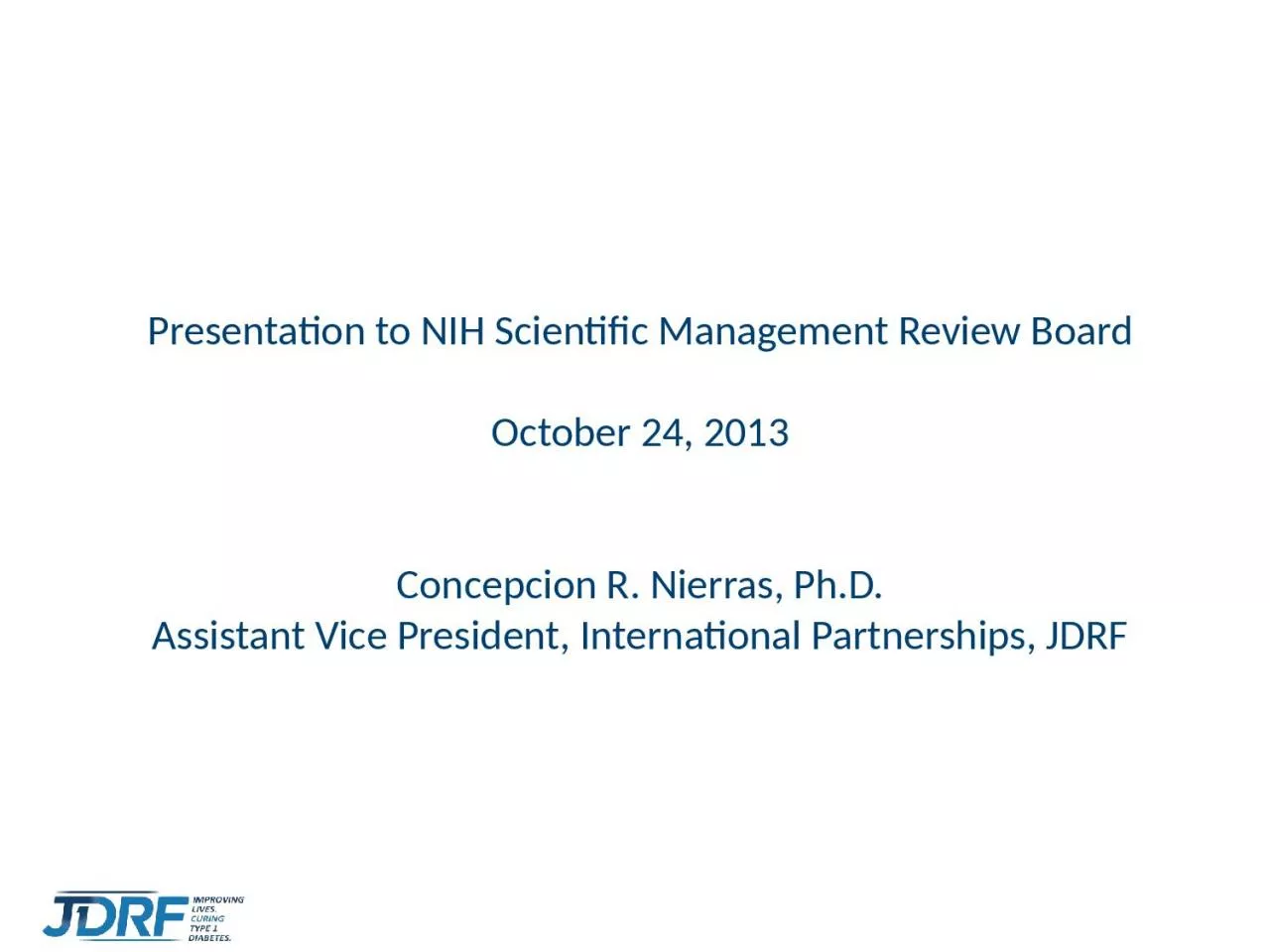 PPT-Presentation to NIH Scientific Management Review Board