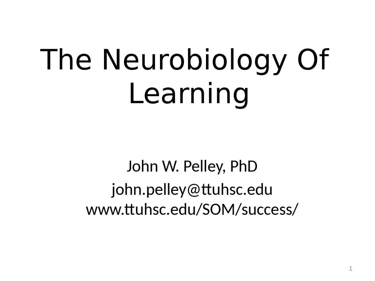 PPT-The Neurobiology Of Learning