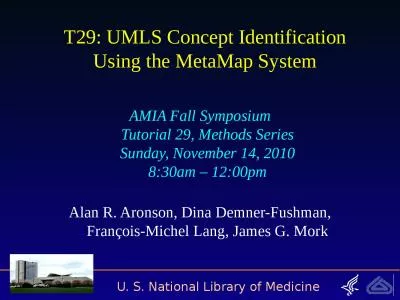 T29: UMLS Concept Identification Using the MetaMap System