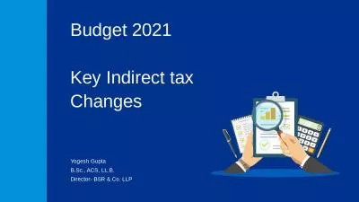 Key Indirect Tax Proposals