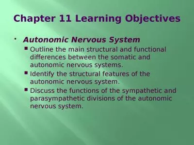 Chapter 11 Learning Objectives