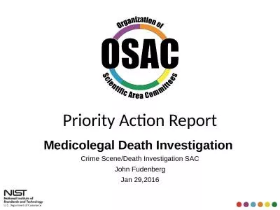 Priority Action Report Medicolegal Death Investigation