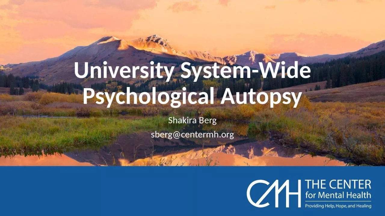 PPT-University System-Wide Psychological Autopsy