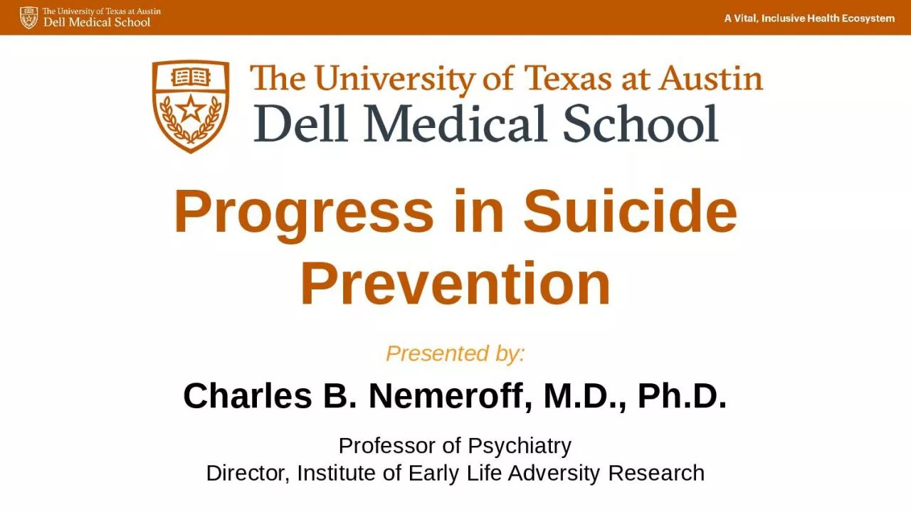Progress in Suicide Prevention