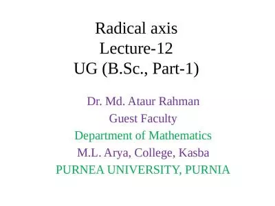 Radical axis Lecture-12  UG (B.Sc., Part-1)
