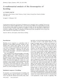 A mathematical analysis of the bioenergetics ofhurdlingA.J. WARD-SMITH