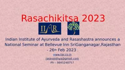 Rasachikitsa  2023 Indian Institute of Ayurveda and