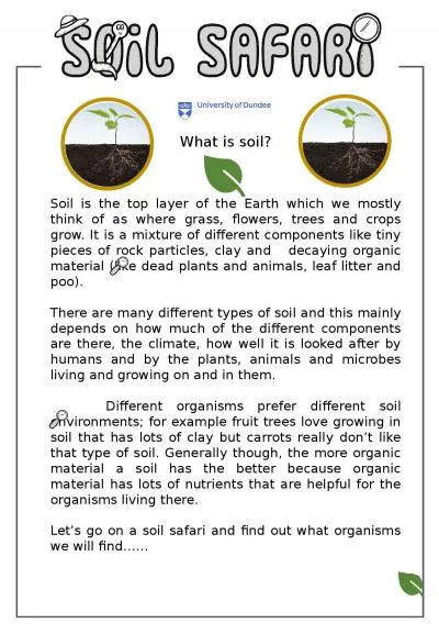 Soil is the top layer of the Earth which we mostly think of as where grass, flowers, trees