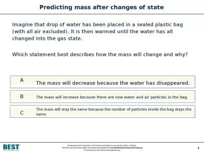 Predicting mass after changes of state