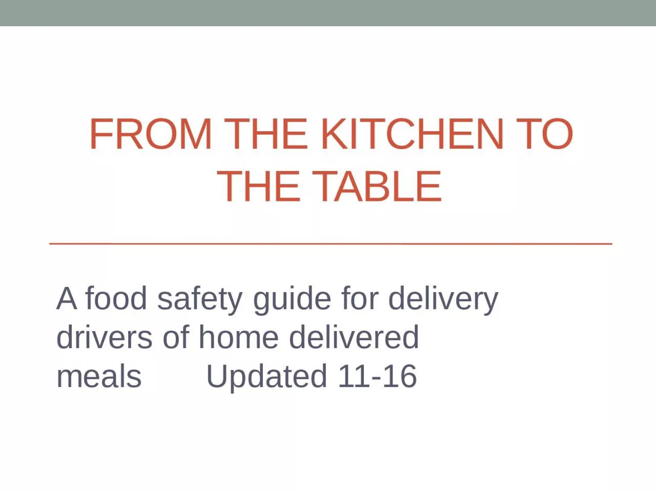 PPT-From the kitchen to the table