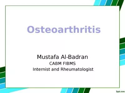 Osteoarthritis  Mustafa Al-Badran