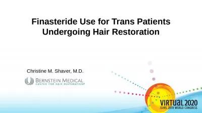 Finasteride  Use for Trans Patients Undergoing Hair Restoration