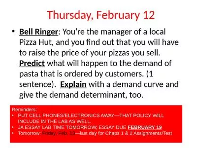 Thursday, February 12 Bell Ringer
