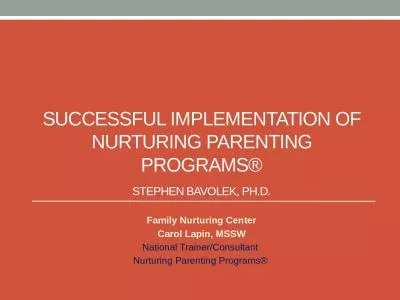 Successful Implementation of Nurturing Parenting Programs®