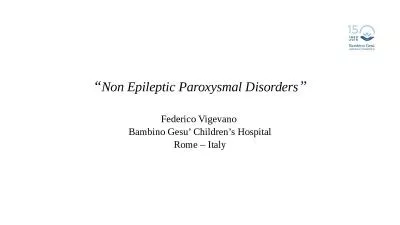 “ Non Epileptic Paroxysmal Disorders