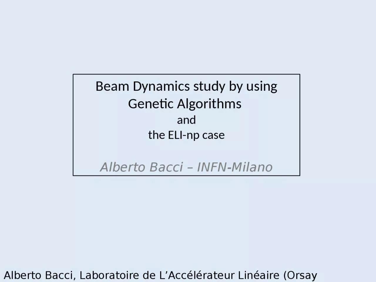 Beam  Dynamics  study by using Genetic