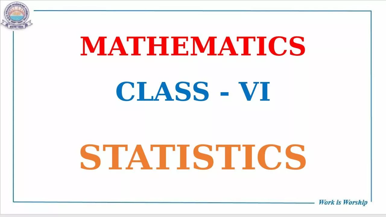 PPT-MATHEMATICS CLASS - VI STATISTICS