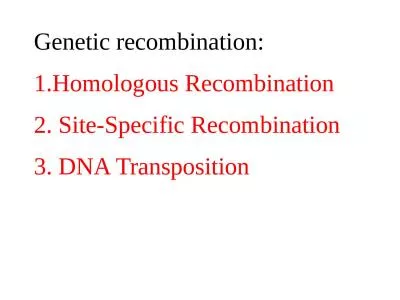 Genetic recombination: 1.Homologous