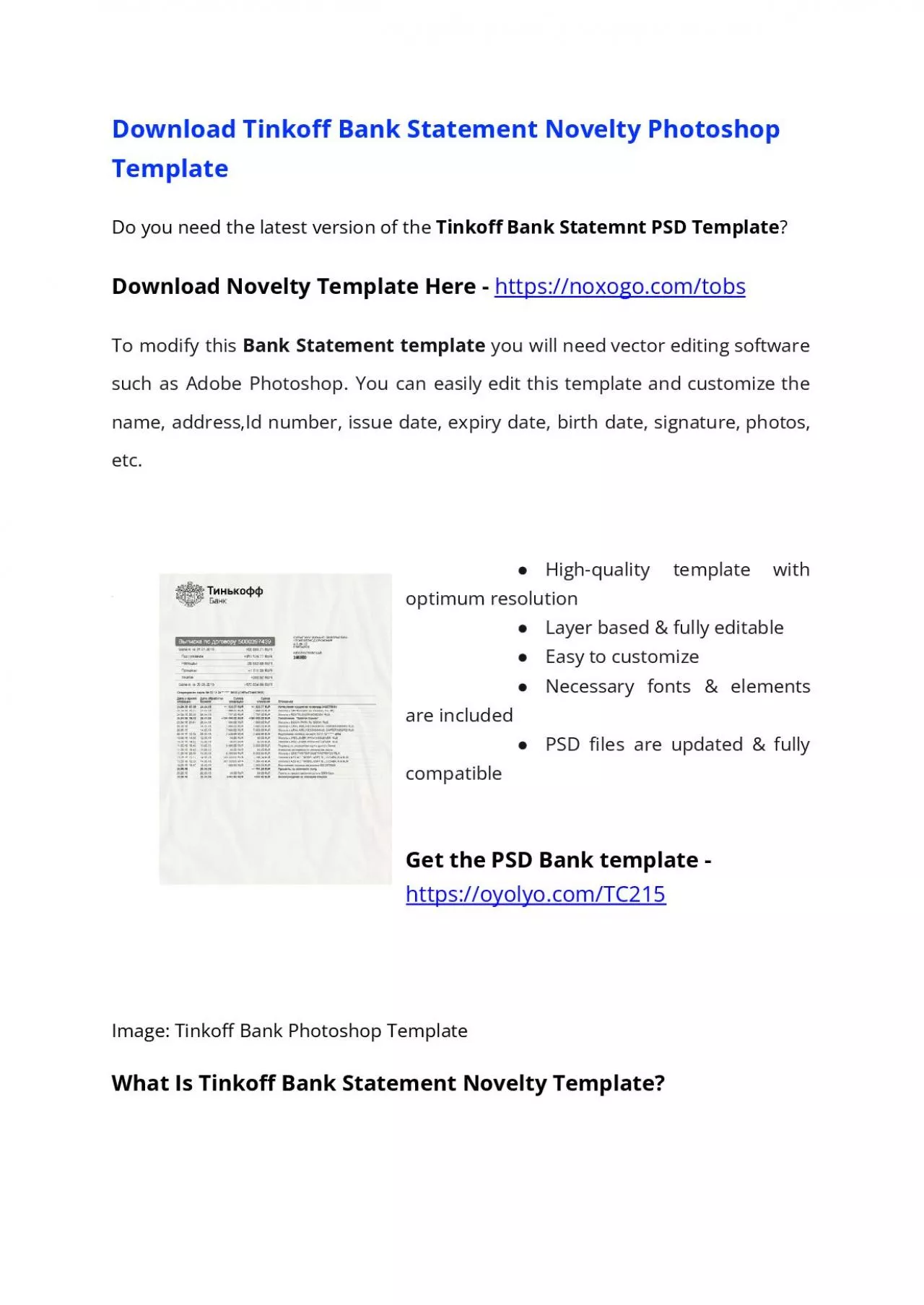 Tinkoff Bank Statement PSD Template – Download Photoshop File