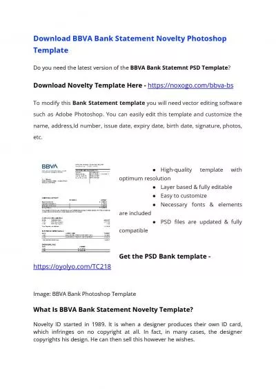 BBVA Bank Statement Template – Download MS Word File