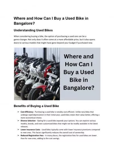 Where and How Can I Buy a Used Bike in Bangalore?