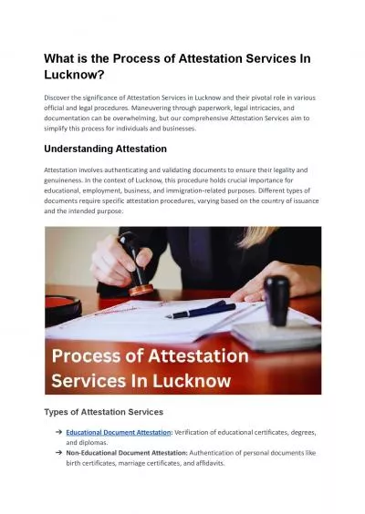 What is the Process of Attestation Services In Lucknow?
