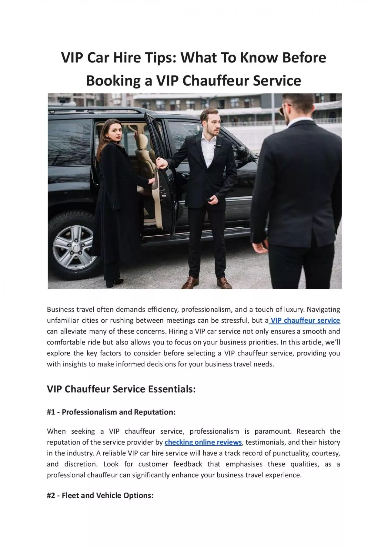 VIP Car Hire Tips - What To Know Before Booking a VIP Chauffeur Service