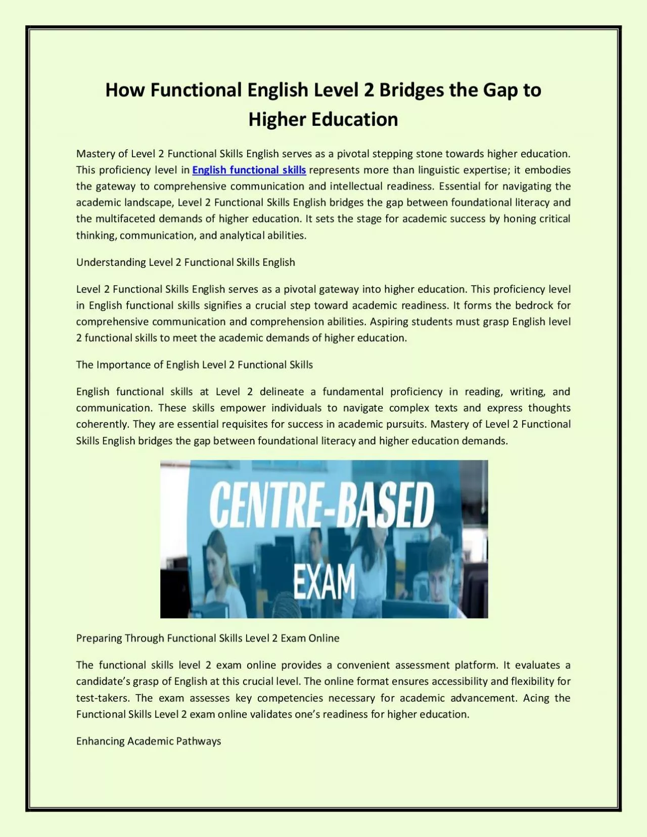 PDF-How Functional English Level 2 Bridges the Gap to Higher Education