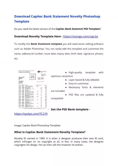 Capitec Bank Statement Template – Download MS Word File