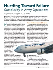 Hurtling Toward FailureComplexity in Army OperationsMaj. Donald L. Kin