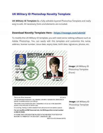 UK Military ID Photoshop Novelty Template