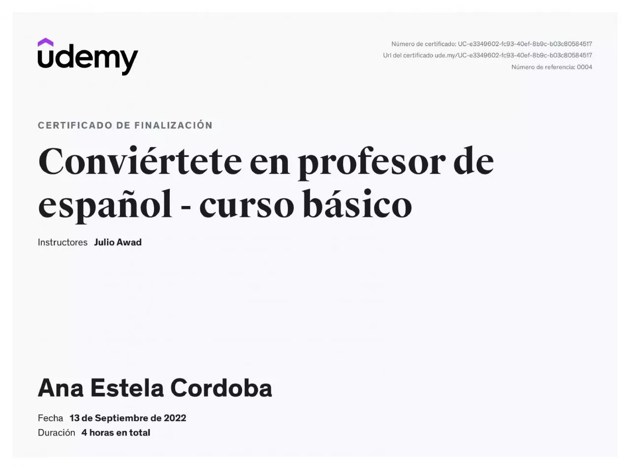 Certificado Profesor de Español como Lengua Extranjera Nivel Básico