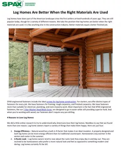 Log Homes Are Better When the Right Materials Are Used