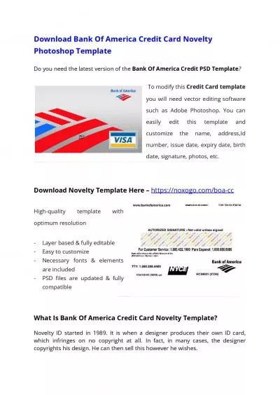 Bank of America Credit Card PSD Template – Download Photoshop File