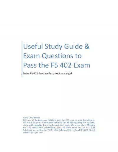 Useful Study Guide & Exam Questions to Pass the F5 402 Exam